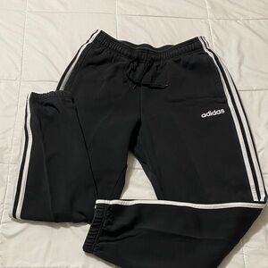 Adidas Kids Black Joggers with White Stripes